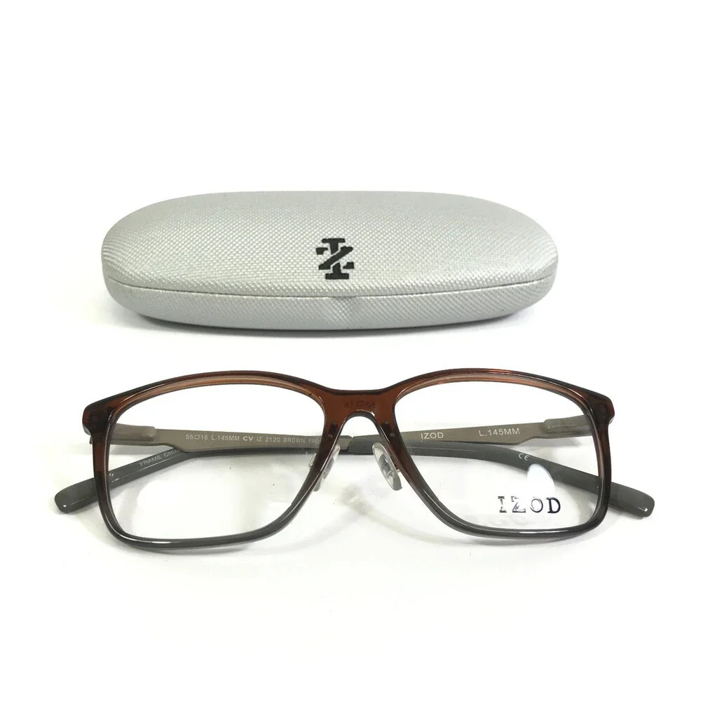 IZOD Eyeglasses Frames IZ2120 BROWN FADE Gray Rectangle Full Rim 55-16-145